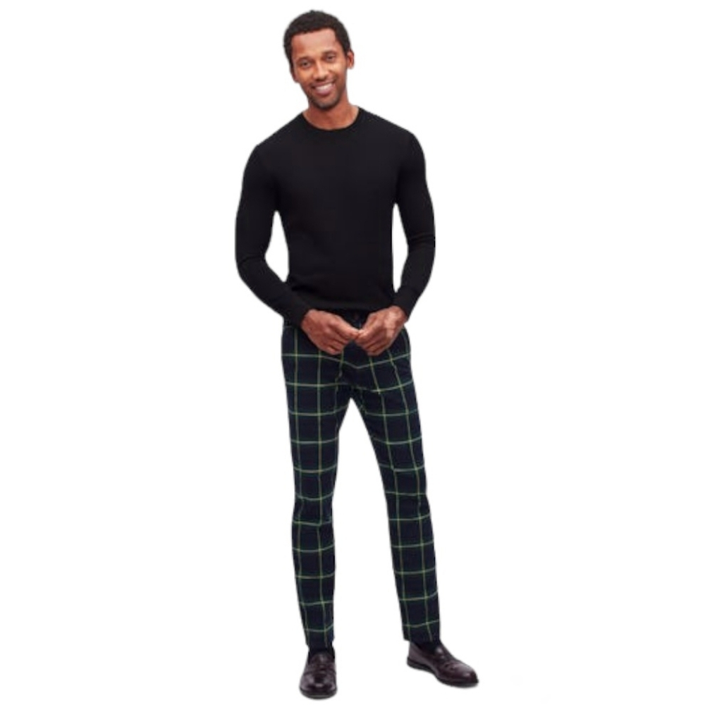 BONOBOS Plaid Golf Pants Trouser Straight Slim Leg Blue Green Yellow Men 30 X 26 - Picture 13 of 13